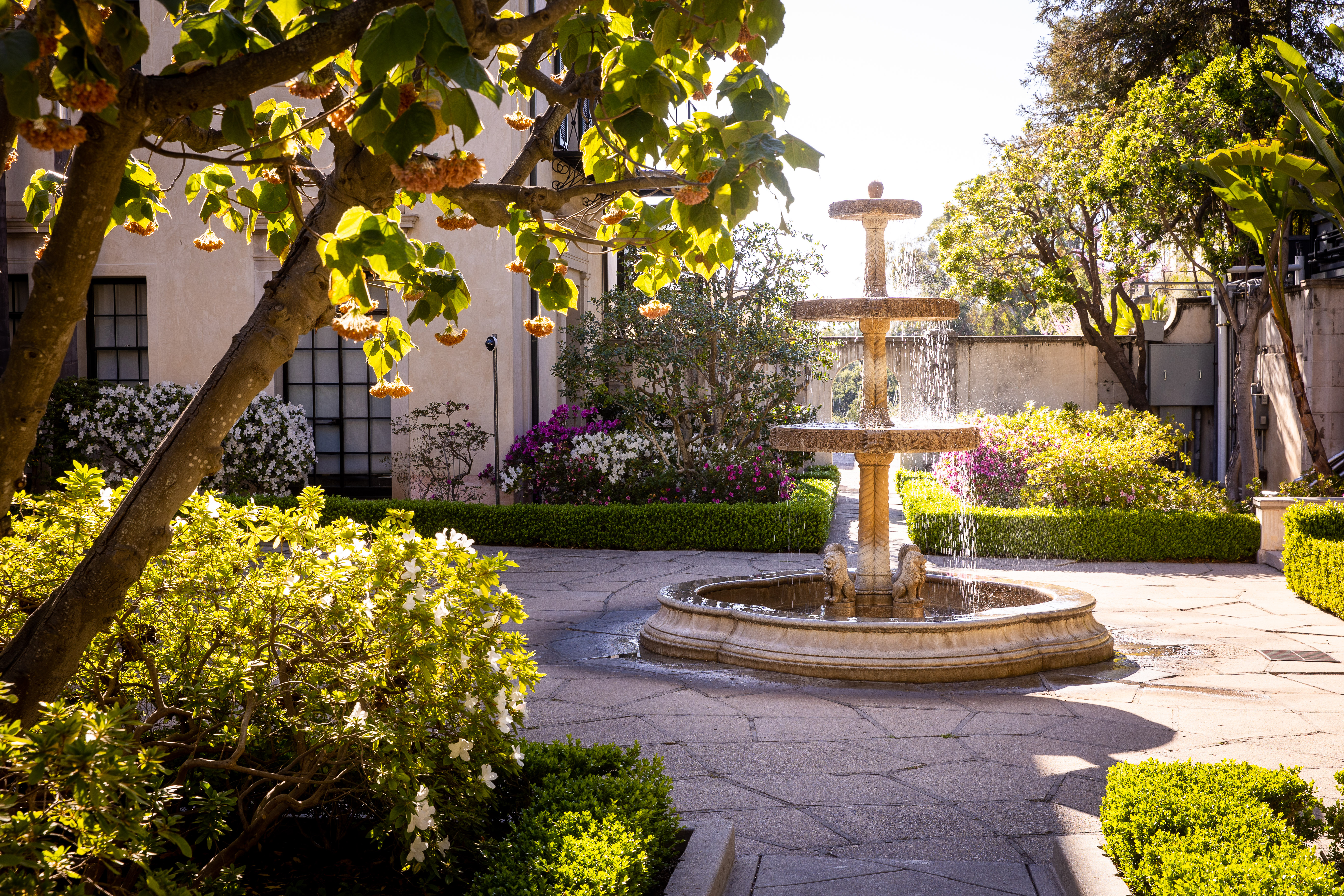Westmont College fountain on campus