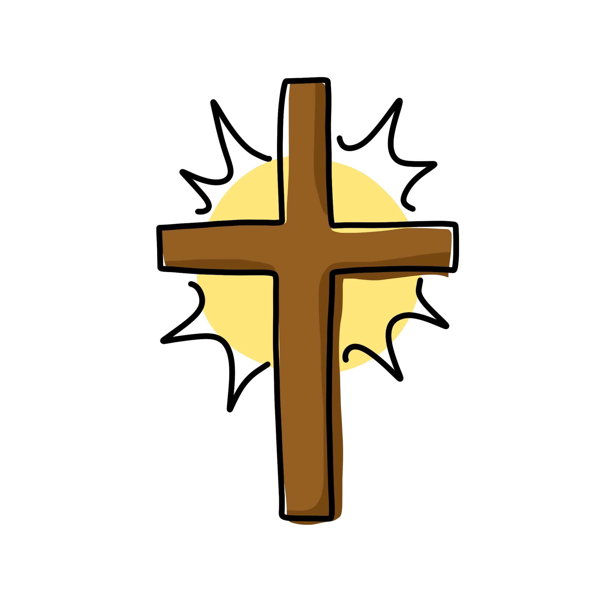 illustration of a cross with a burst of light behind it