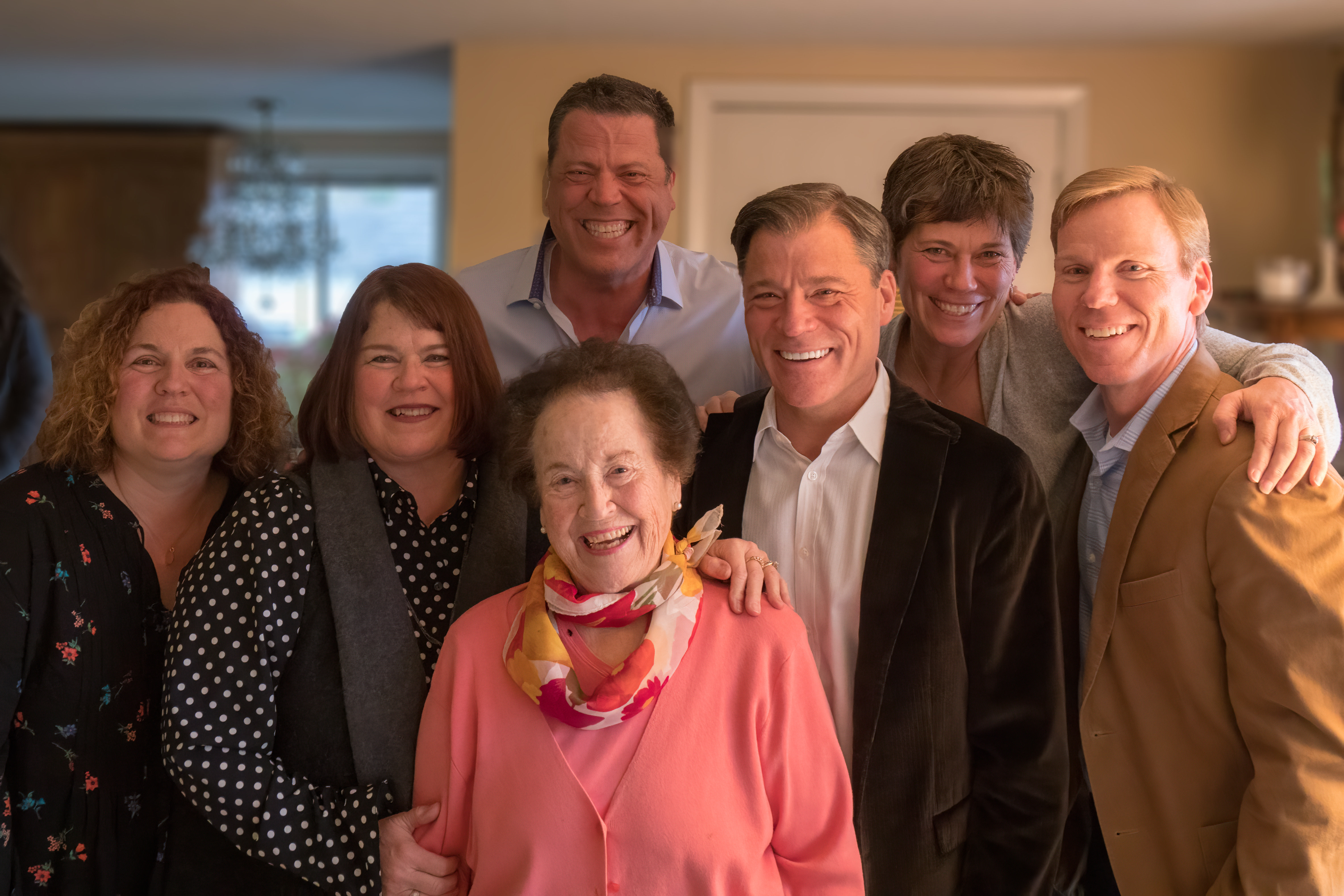 Left to right: Michelle Witt Neal ’82, Melissa Witt Phillips ’80, Morgan Witt ’86, Michael Witt ’80, Monica Nelson and Marshall Witt Front: Marliss Lockwood Witt ’54