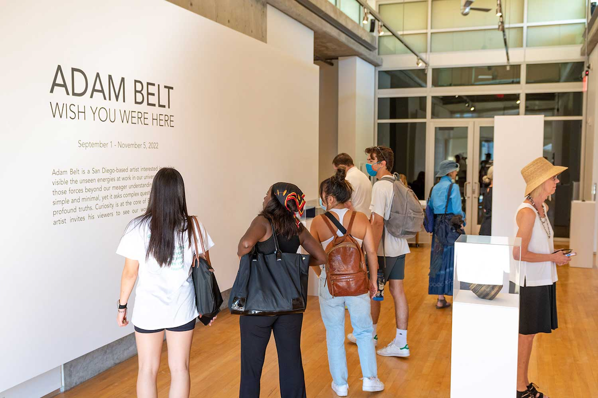 Students viewing art at the Westmont Ridley-Tree Museum of Art.