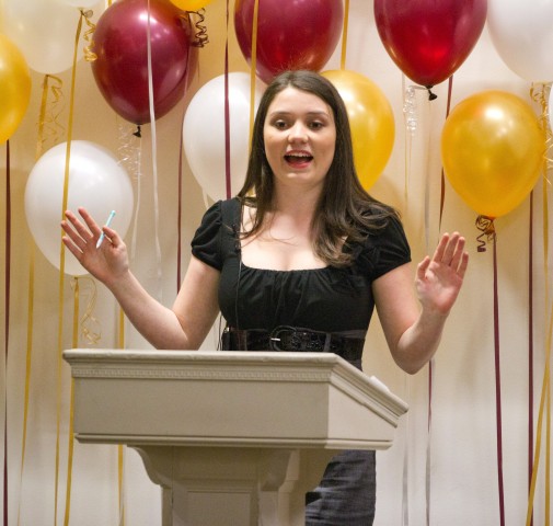 Megan Monroe, a junior philosophy major, earned second place in last year's debate contest