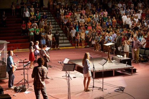 The Westmont community and guests enjoy Welcome Chapel