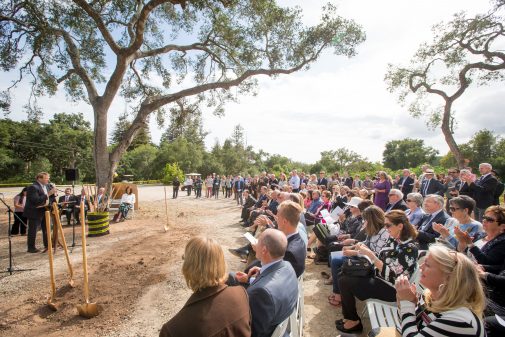 President Gayle D. Beebe speaks to about 150 at the groundbreaking