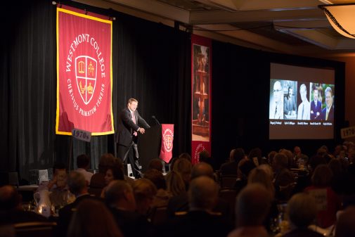 President Gayle D. Beebe speaks at the 75th anniversary gala