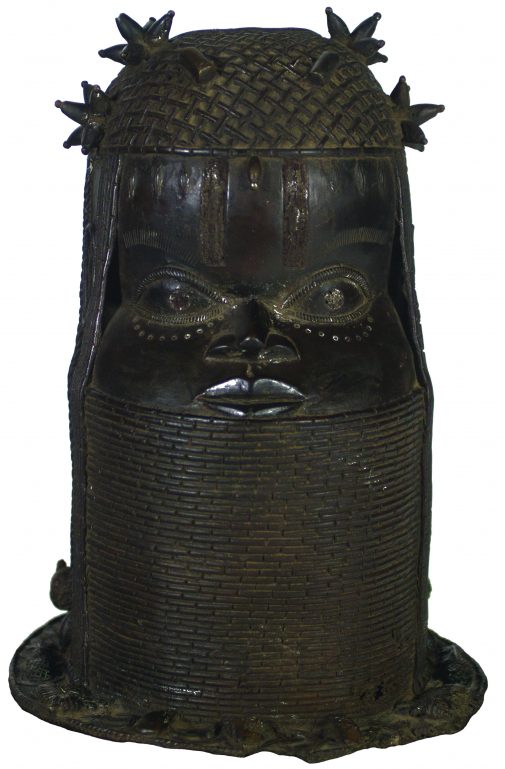 Nigeria, Benin Kingdom Court Style, Edo artist, Commemorative Head of a King (Oba), Brass, Early 19th century