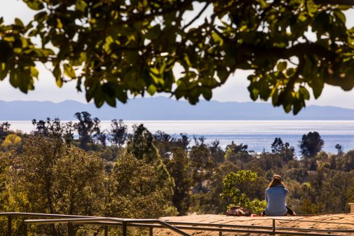 The view of the Channel Islands from Westmont's famed rock