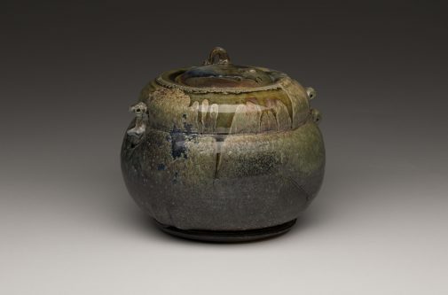 Lidded Jar, Salt Fired Stoneware, 1970, 7.75 x 9 x 9 in., Don Reitz Collection