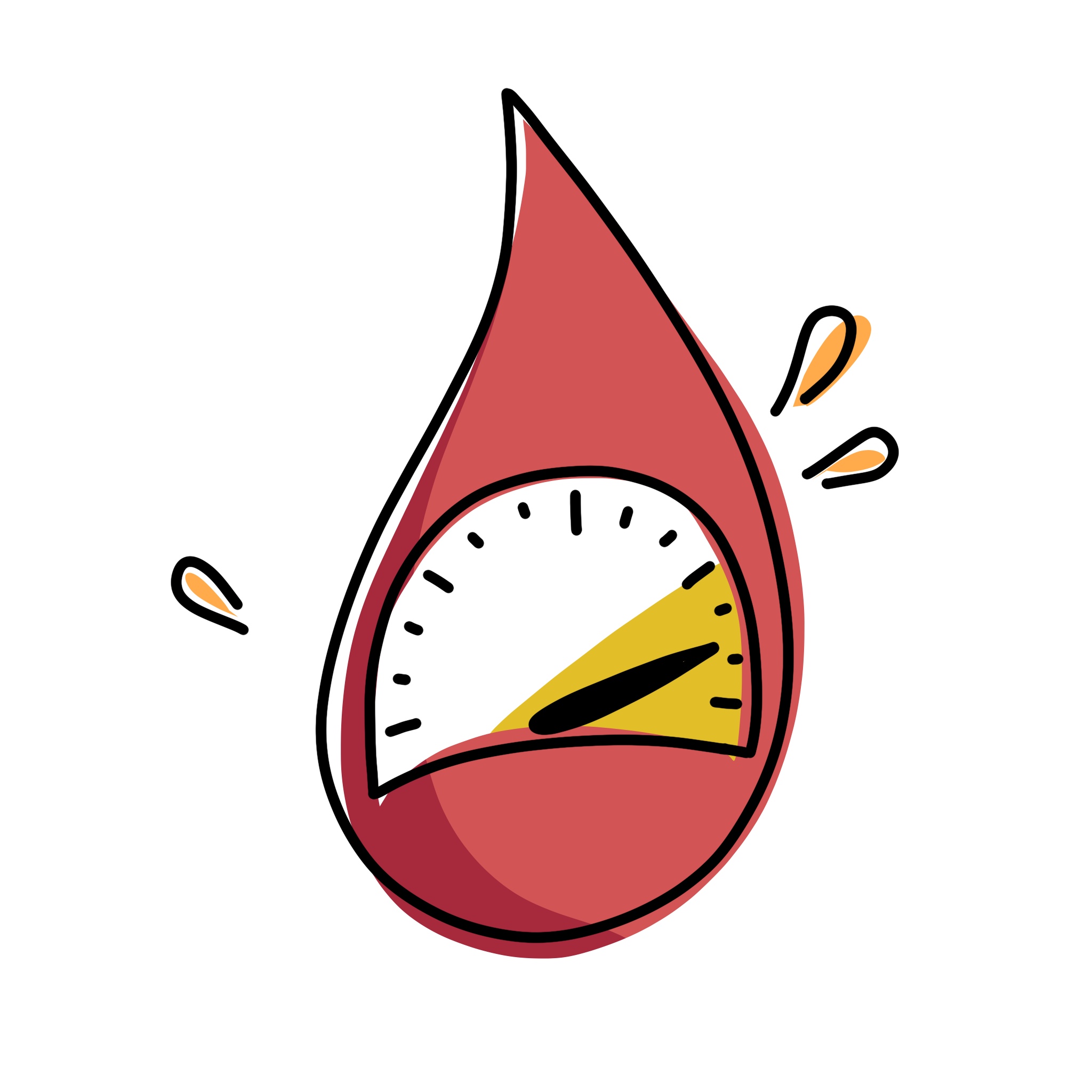 illustration of a drop of blood with a high scale reading