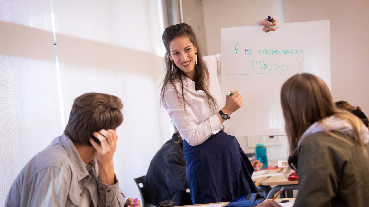 Anna Aboud teaching mathematics at Westmont