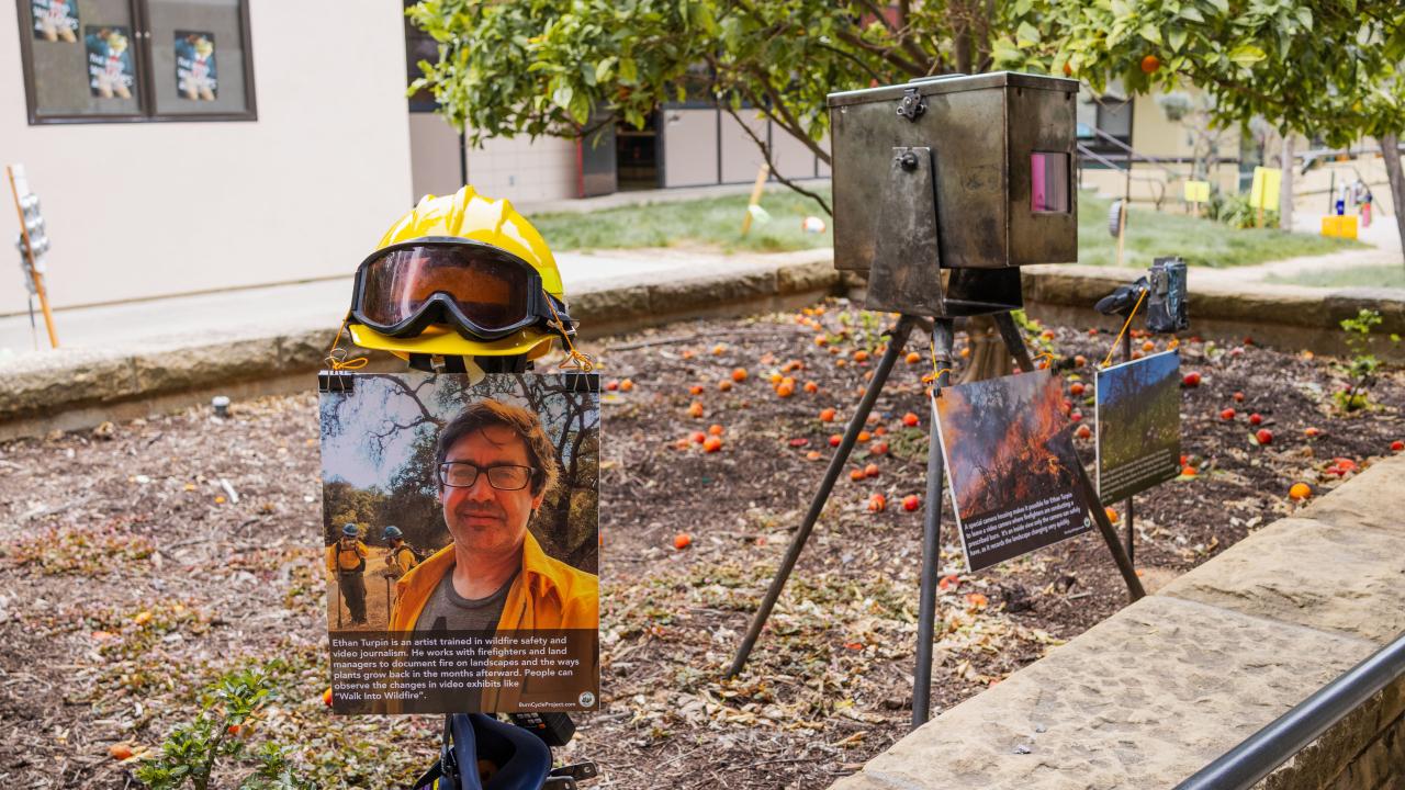 Ethan Turpin's setup of fireproof camera housings and PPE used when capturing wildfire images.