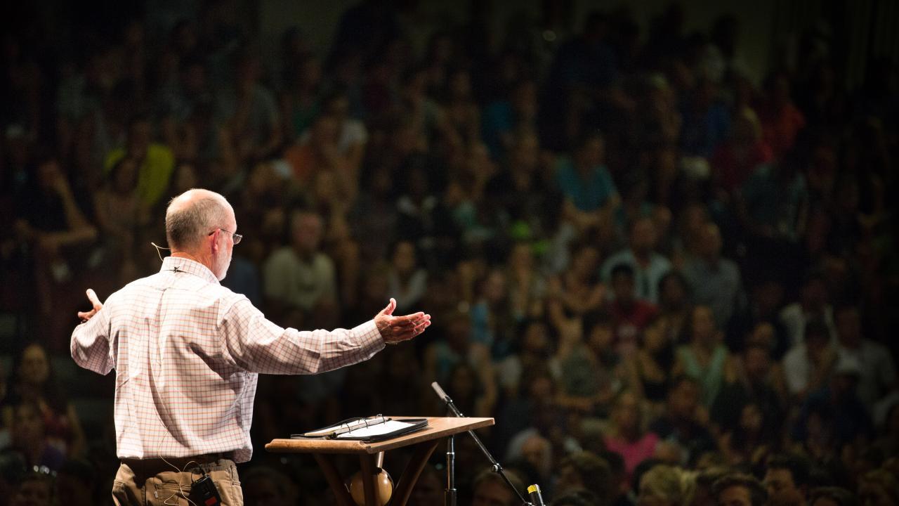 Pastor Ben speaking in chapel