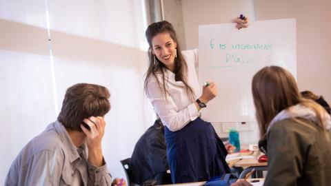 Anna Aboud teaching mathematics at Westmont