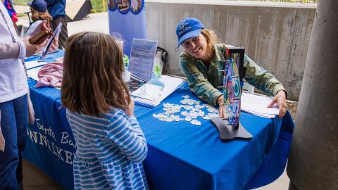 Penny Owens from SB Channelkeeper teaching kids about the SB channel and watersheds.