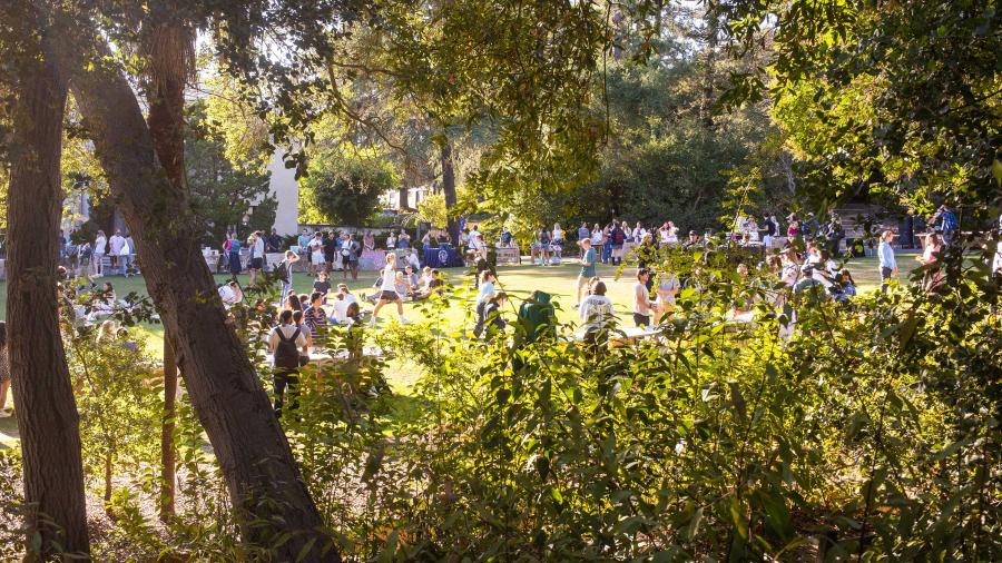 Westmont students frolic on Kerrwood Lawn during a community gathering