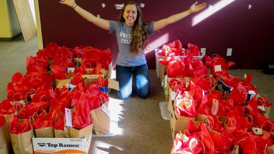 Finals Week Survival Kits with a student