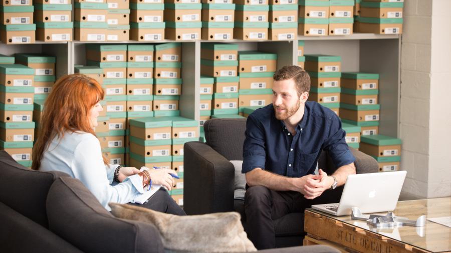 Student interviewing for internship