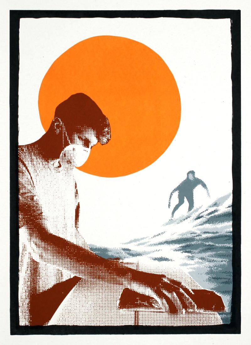 screenprint with surfer