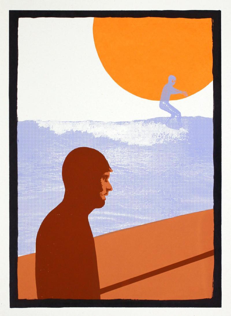 screenprint with surfer