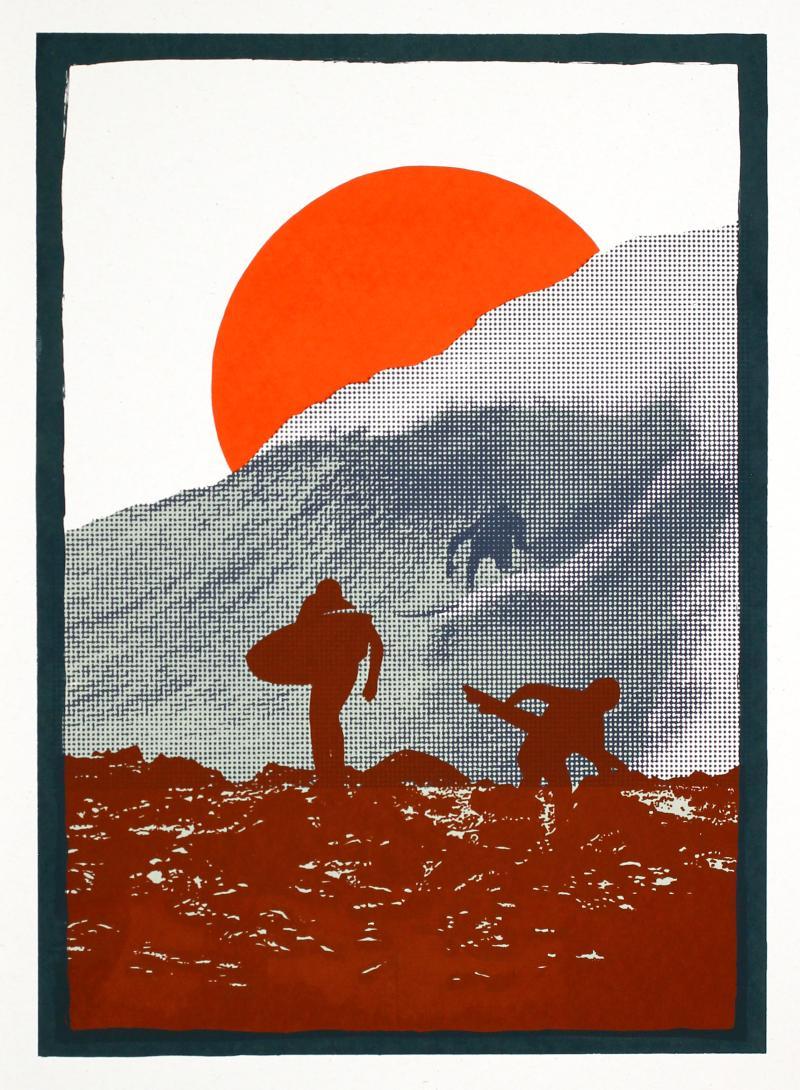 screenprint with surfer