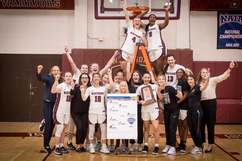 Women's Basketball team after opening round win