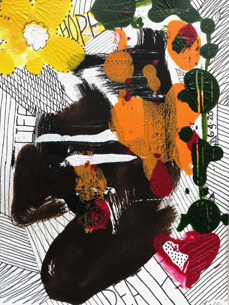 acrylic and ink abstract