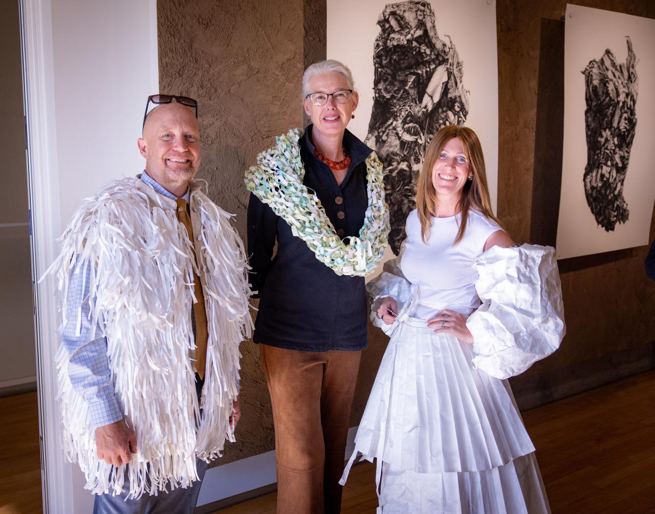Chris Rupp Lisa DeBoer and Meagan Stirling show off garments by lea feinstein