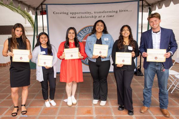 Westmont students receiving awards from the Scholarship Foundation of Santa Barbara