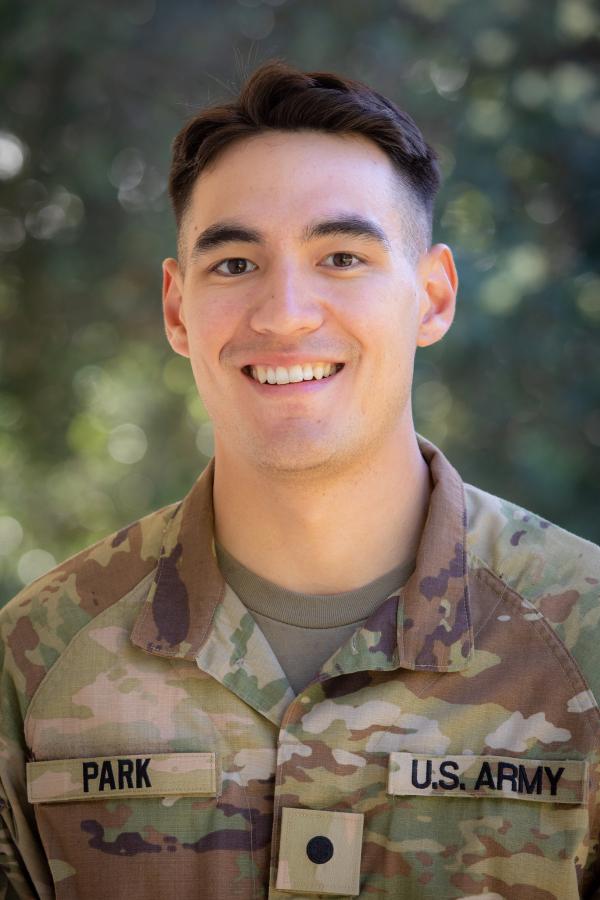 Lee Park in his army fatigues 