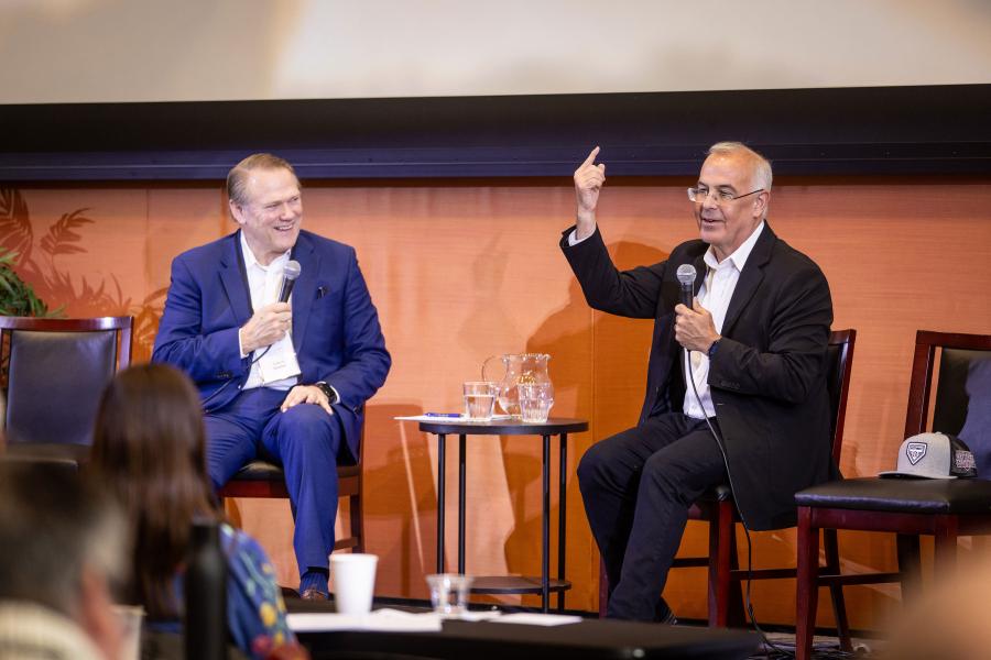 David Brooks and Gayle Beebe at the 2024 LEAD Conference