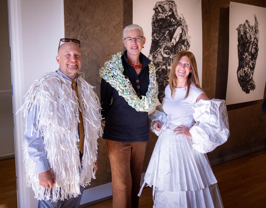 Chris Rupp Lisa DeBoer and Meagan Stirling show off garments by lea feinstein