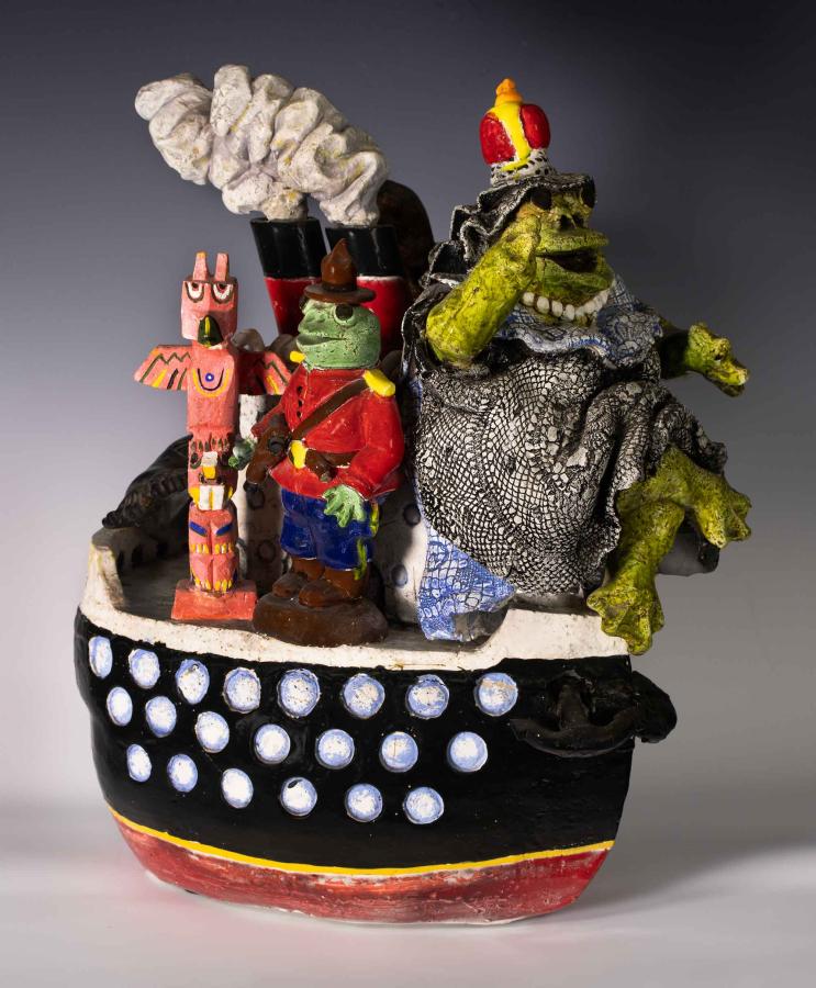 David Gilhooly’s 1978 ceramic frog ship, “Untitled (‘Old Vic’)”