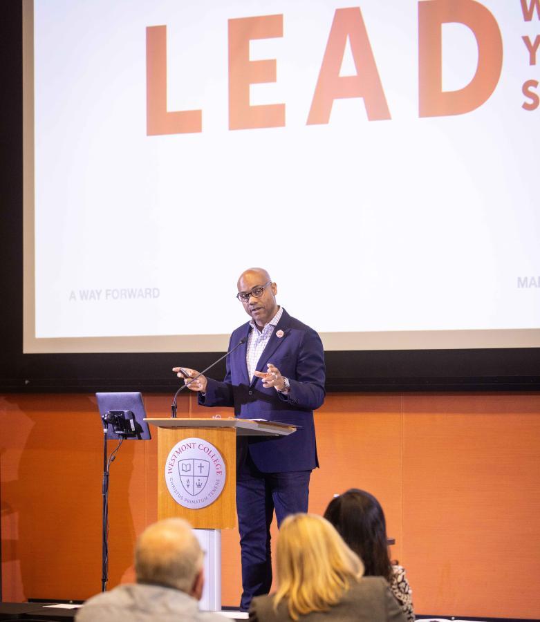 Marcus Goodie Goodloe speaks at the 2023 Lead Where You Stand