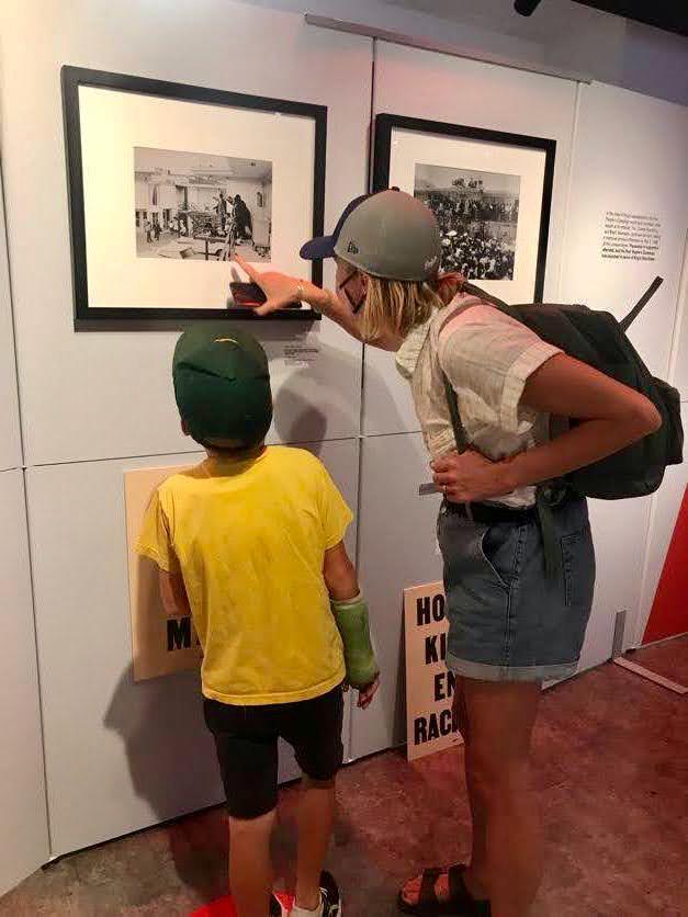 Sonia and her son Francis at the National Civil Rights Museum in Memphis, Tennessee, at the site where Martin Luther King Jr. was assassinated