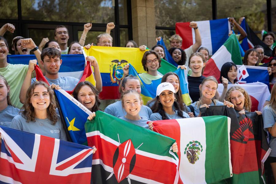 International-Student-Flags at ORientation