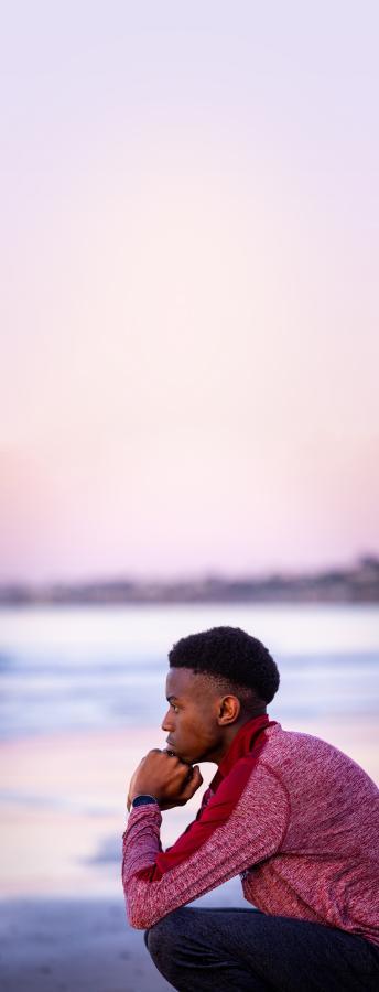 Contemplative Zola at East Beach