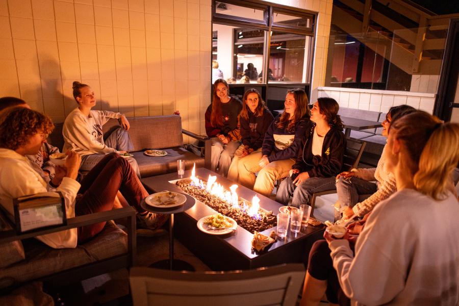 Students at DC fire pit
