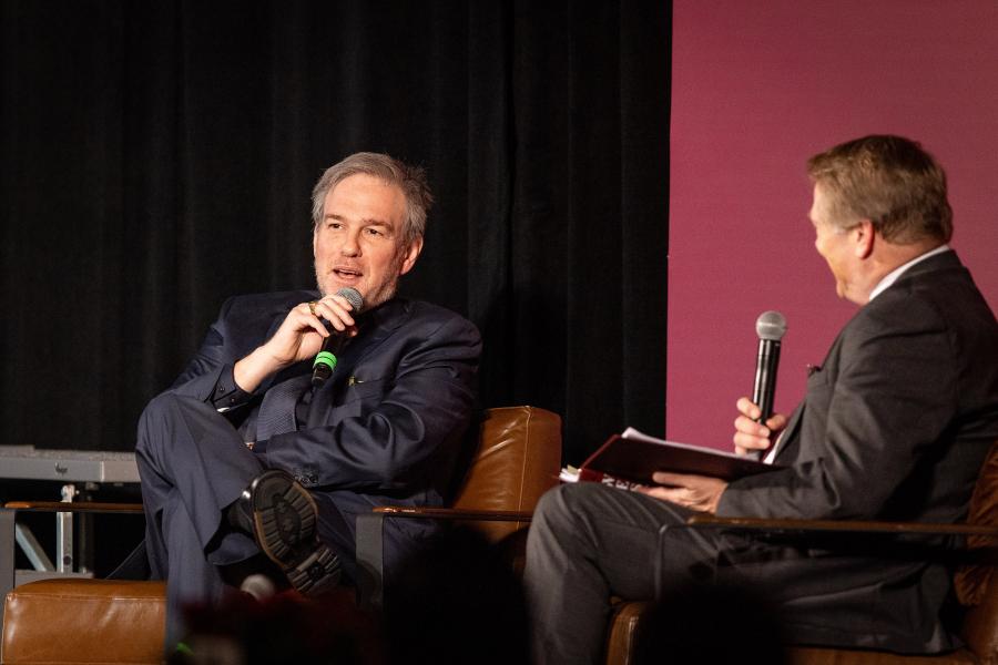 Bret Stephens with President Gayle D. Beebe