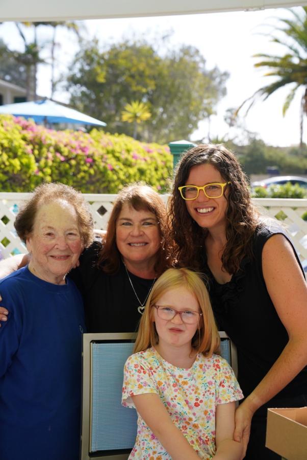 Four generations: Marliss Lockwood Witt ’54, Melissa Witt Phillips ’80, Alaina Phillips Vidmar ’08, Mia Vidmar (maybe ’36!)