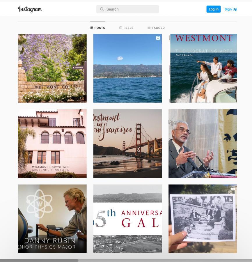 Collection of Westmont's Instagram social media posts.