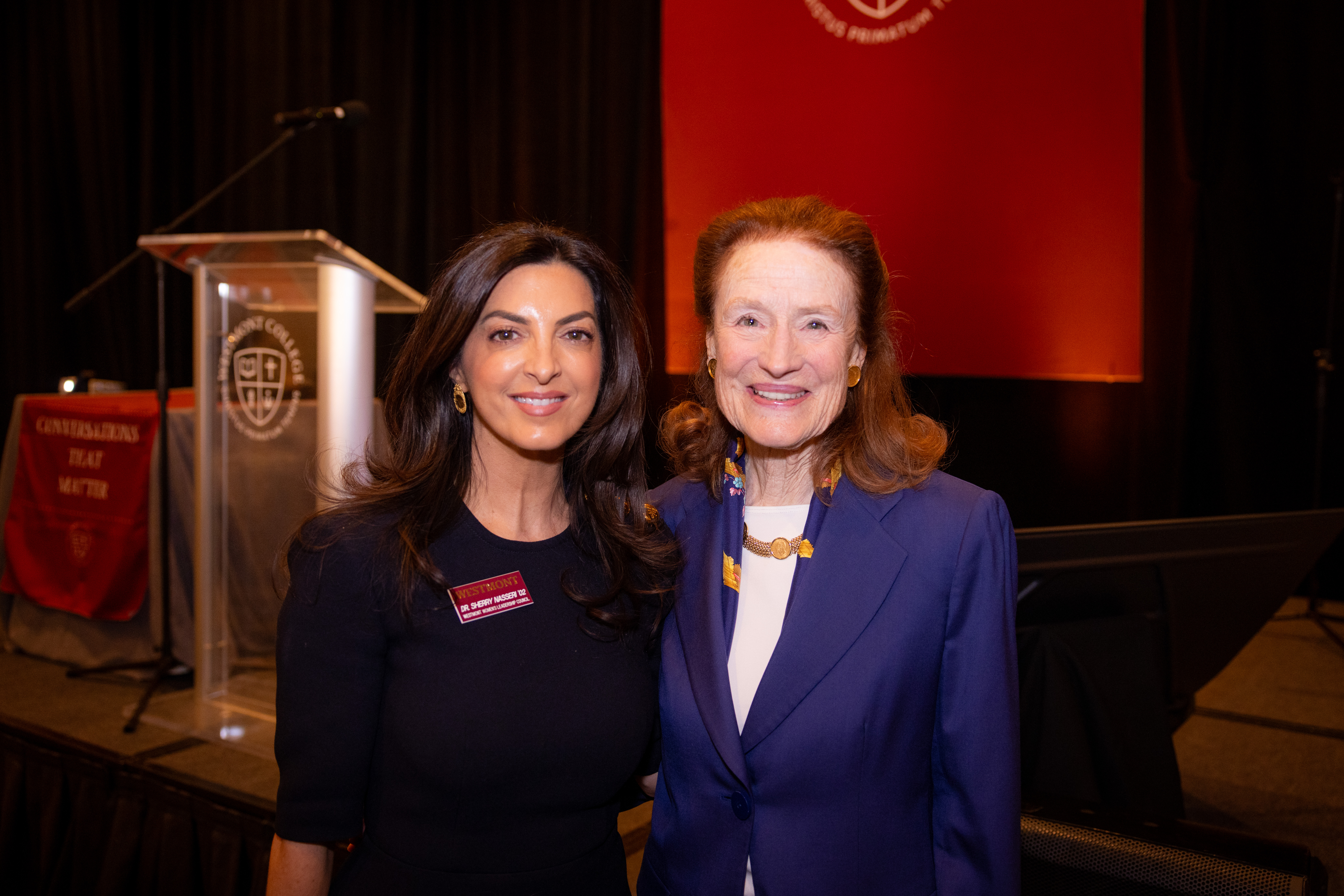 Sherry Nasseri and Henrietta Fore at the Women's Leadership Luncheon